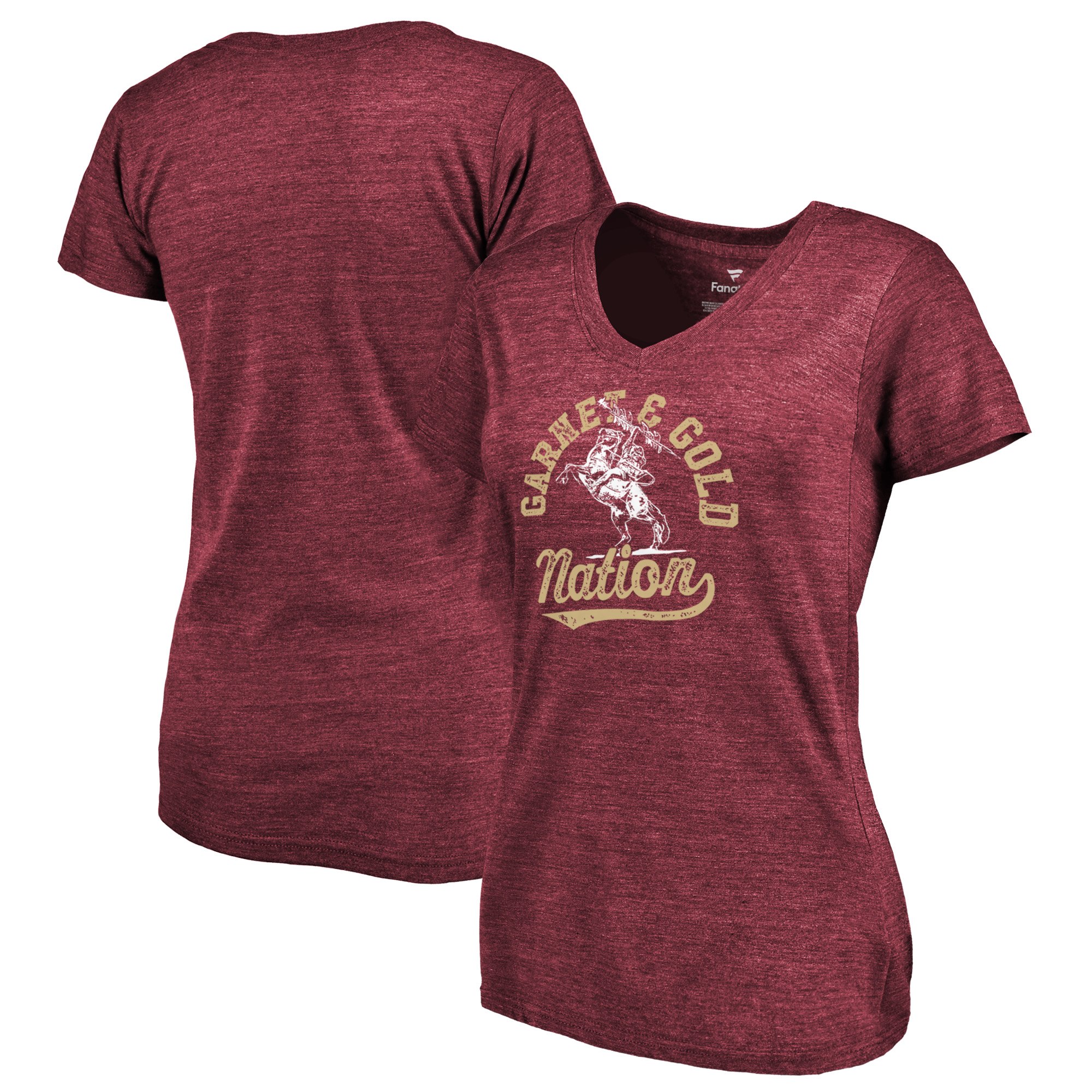 2020 NCAA Fanatics Branded Florida State Seminoles Women Heathered Garnet Hometown Collection TriBlend VNeck TShirt->ncaa t-shirts->Sports Accessory